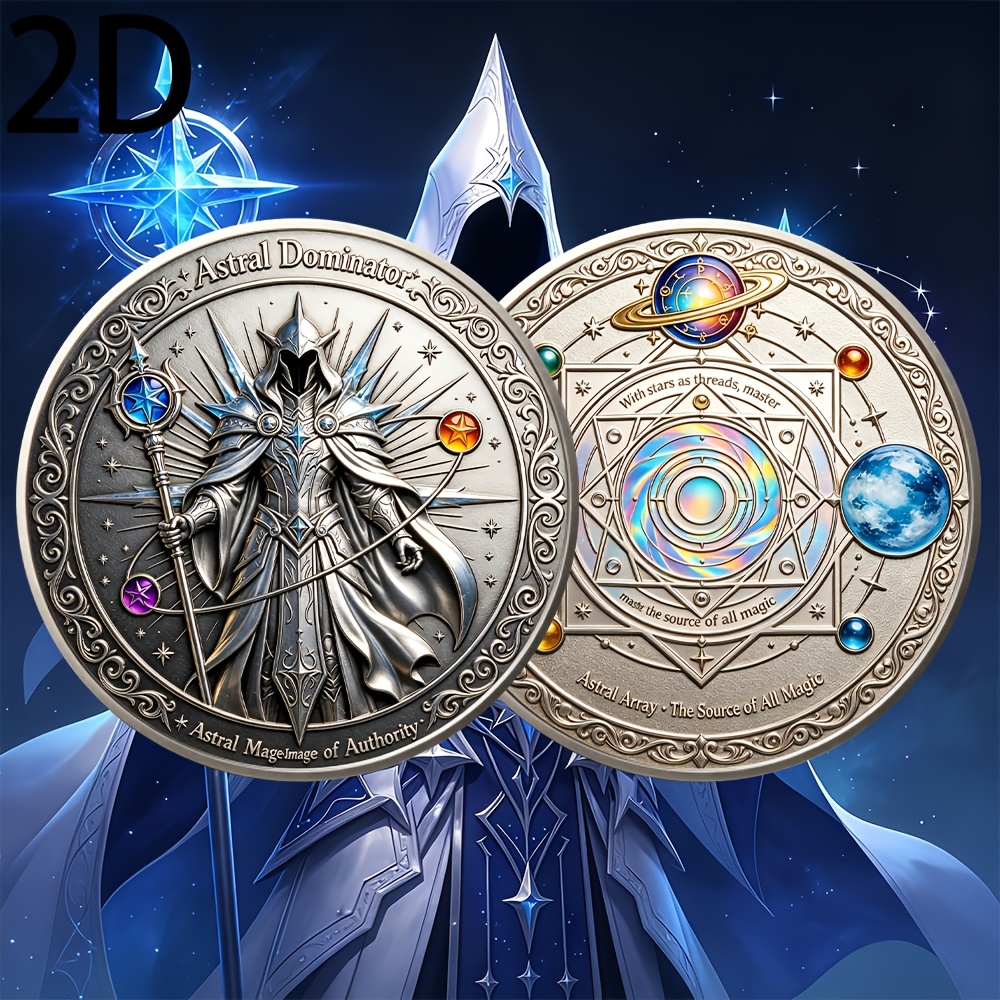 TEMU Pièce commémorative A 2D sur le thème de la magie astrale, sécurisée et durable, adaptée à , à la décoration de bureau ou cadeau créatif. Son