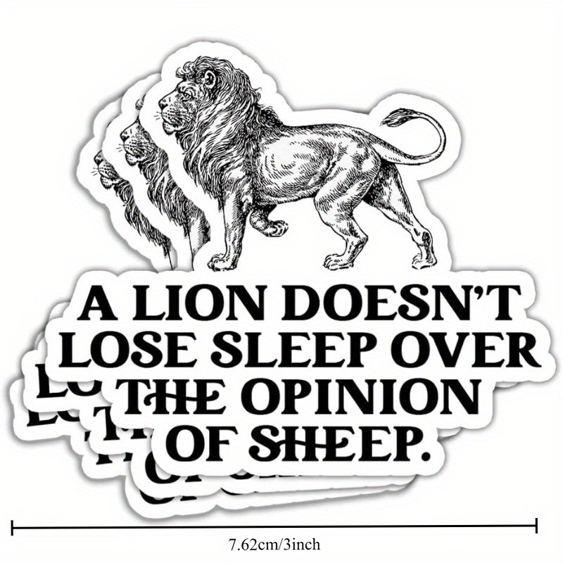 TEMU 3pcs A Lion Does Not Lose Of Sheep Car Stickers - Funny Quote Vinyl Decal For Cars, Trucks, , Laptops, Tablets, Water Bottles, Tumblers, Walls,