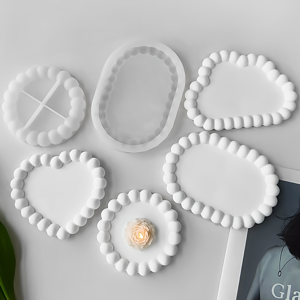 

Silicone Coaster Molds Set - Cloud, Heart & Rectangle Shapes For Jewelry Storage Tray And Geometric Bubble Designs