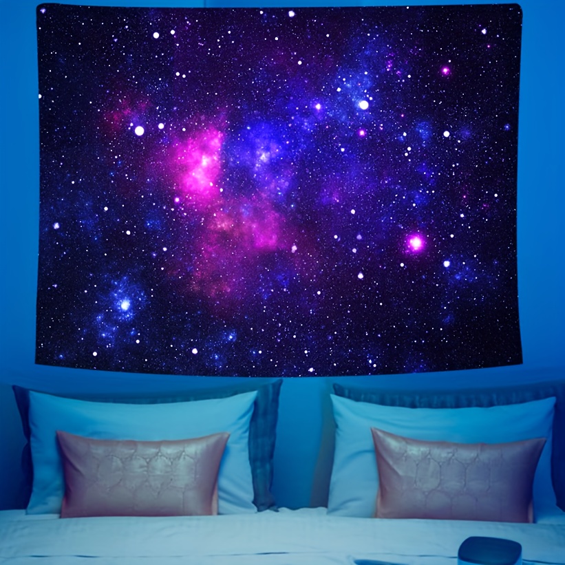 E-shop Sternenhimmel Fluoreszierendes Wandteppich, Galaxie UV Schwarzlicht Wandteppich, Wandbehang für Wohnzimmer Schlafzimmer Büro