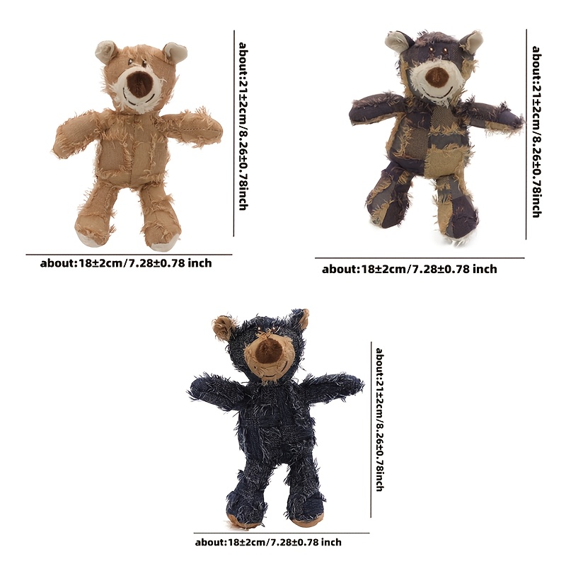 TEMU 3pcs/5pcs Durable Squeaky Dog Plush Toy - Dog Bear Toy For Chewers And Play, No Battery Required, Interactive Toy, Soft And Cuddly Companion