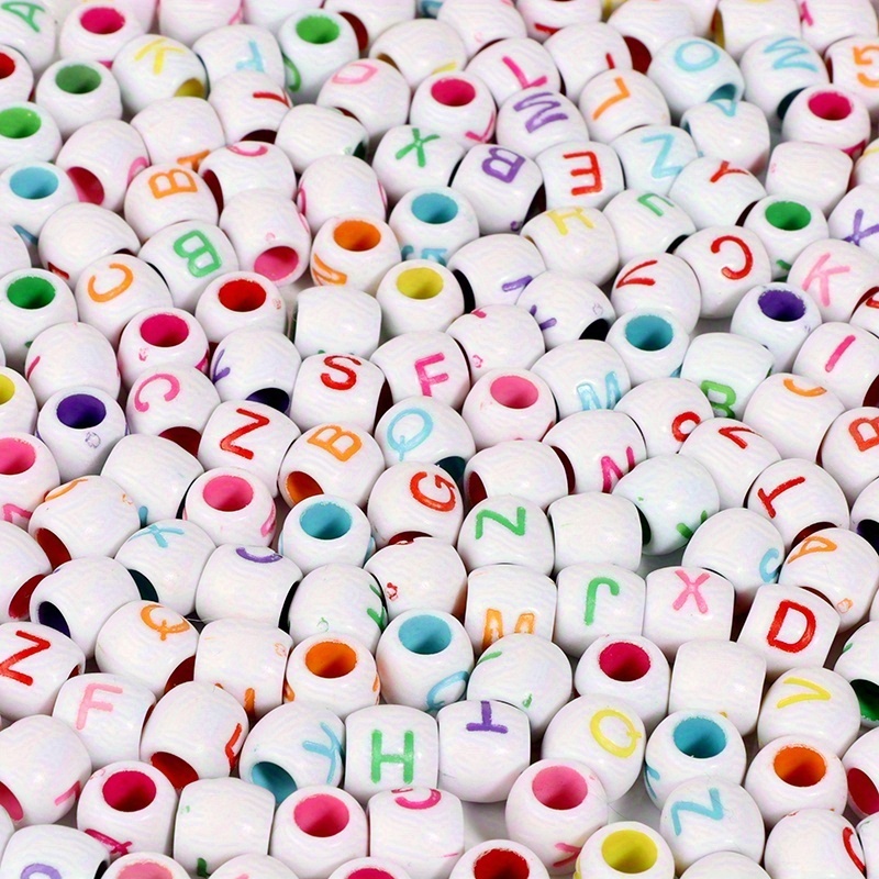 TEMU 50pcs Acrylic Alphabet Beads – Large Hole Letter Beads For Diy Hair Accessories, Bracelets, Necklaces & Crafts, Christmas And New Year Gift