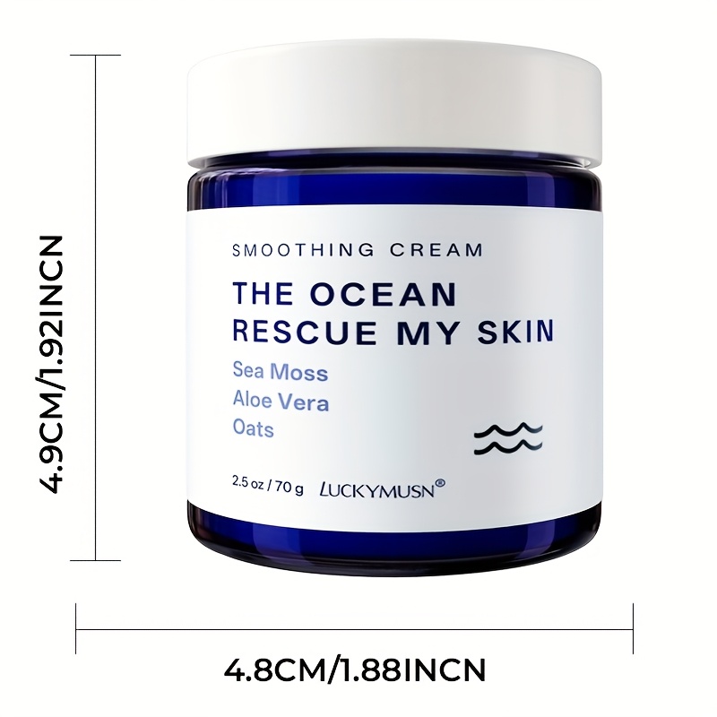 MUSN Shea Butter, Aloe Vera & Vitamin E Moisturizing Cream with Seaweed & Oatmeal - Fragrance-Free for Skin, Very Dry/Itchy/ Skin, Suitable for Men & Women, 2.5oz/70g