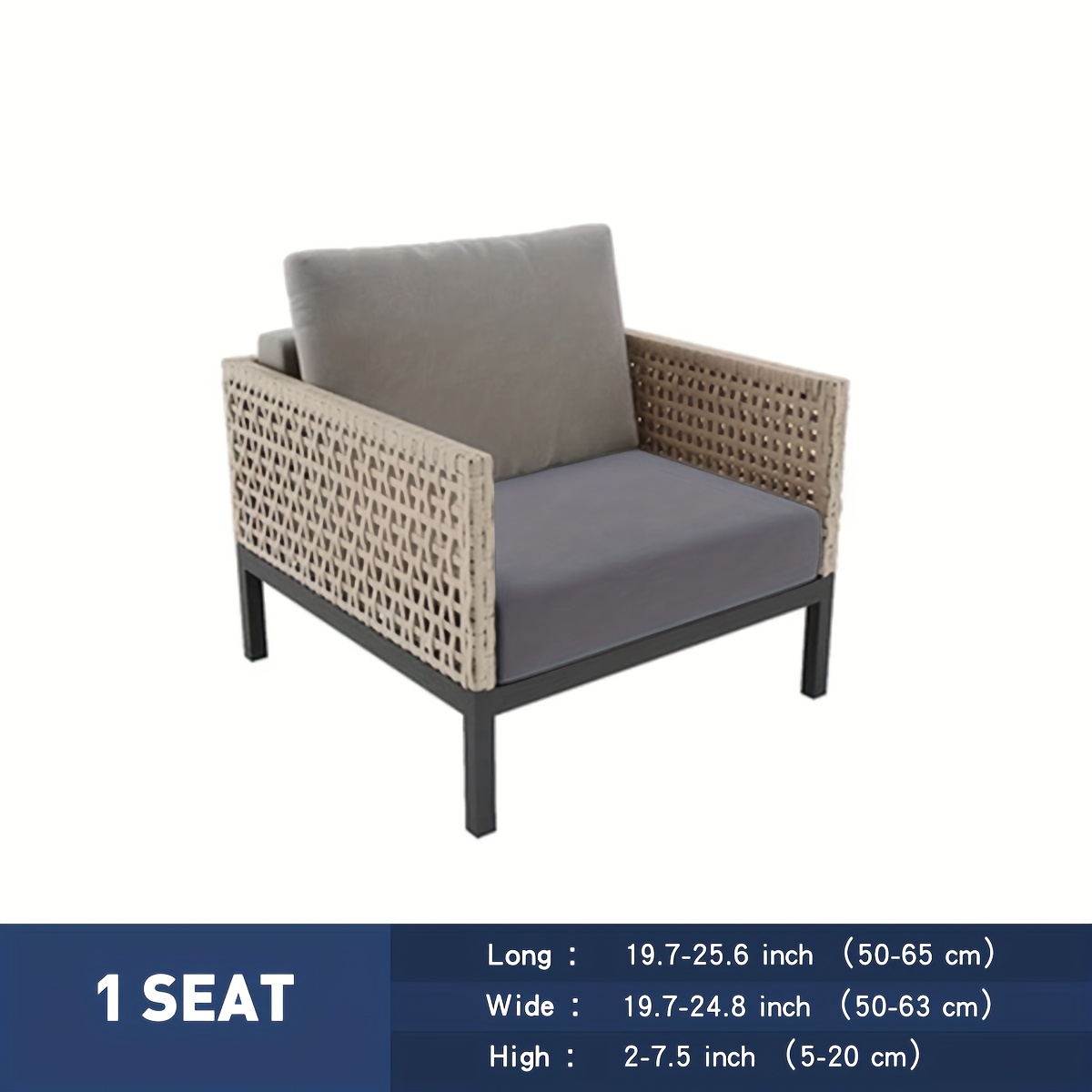 E-shop 1/2/3 Sitzer Stretch Outdoor Terrassenkissenbezug Elastischer Outdoor Sitzkissenbezug Ersatz Terrassenmöbel Sofa Couch Sofabezug, Weicher