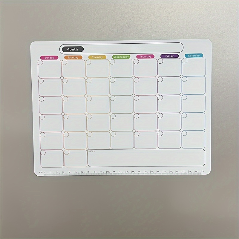 TEMU 1pc Soft Magnetic Refrigerator Magnet, Multi-functional Erasable Monthly & Weekly Planner, Pvc Rectangle Calendar Sticker, Reusable Removable Message Board For Home And Office Use