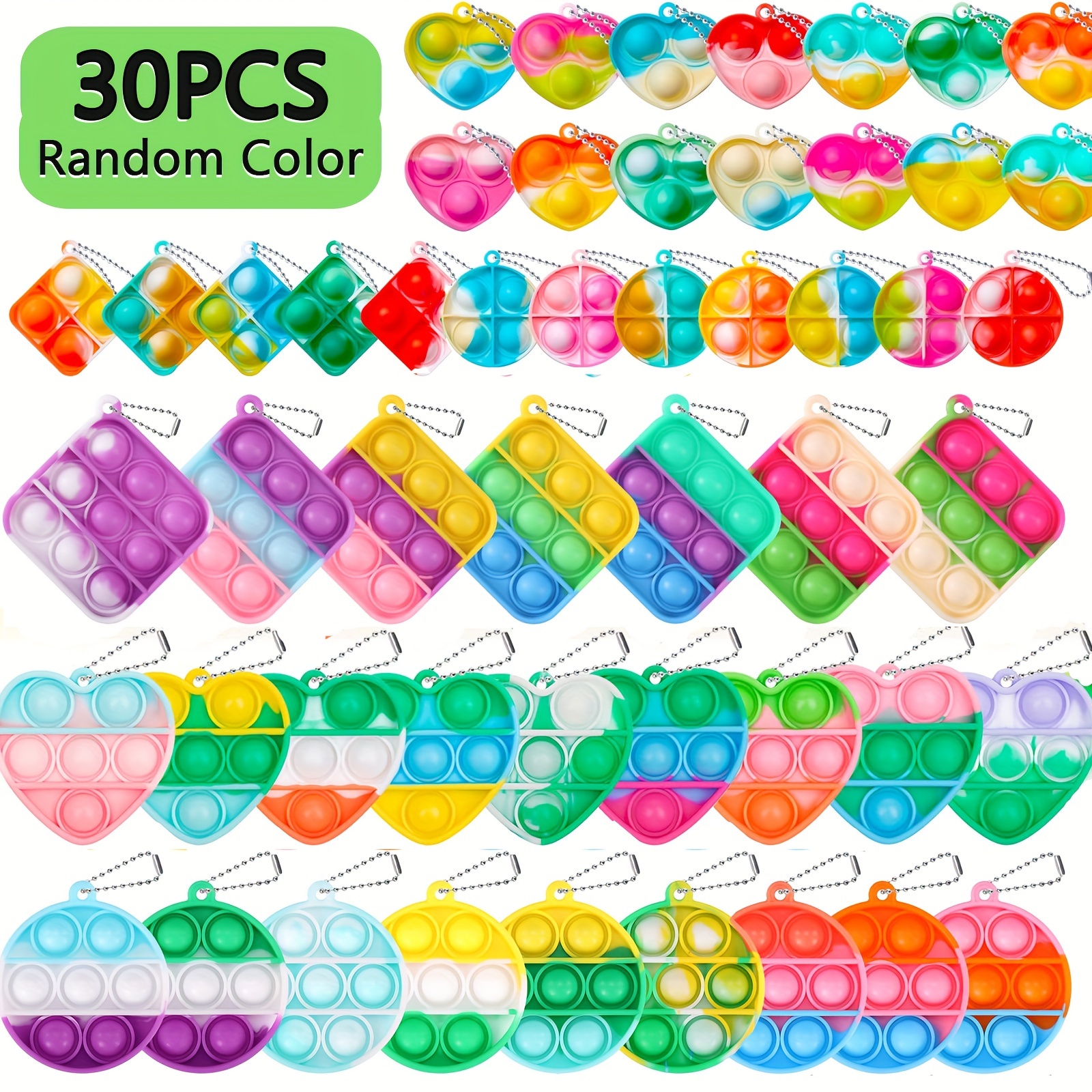 30pcs party favors fidget keychain, mini fidget toys, birthday party favors, small classroom prizes box fidgets toys, birthday/halloween/christmas/valentine's gifts - toys & games