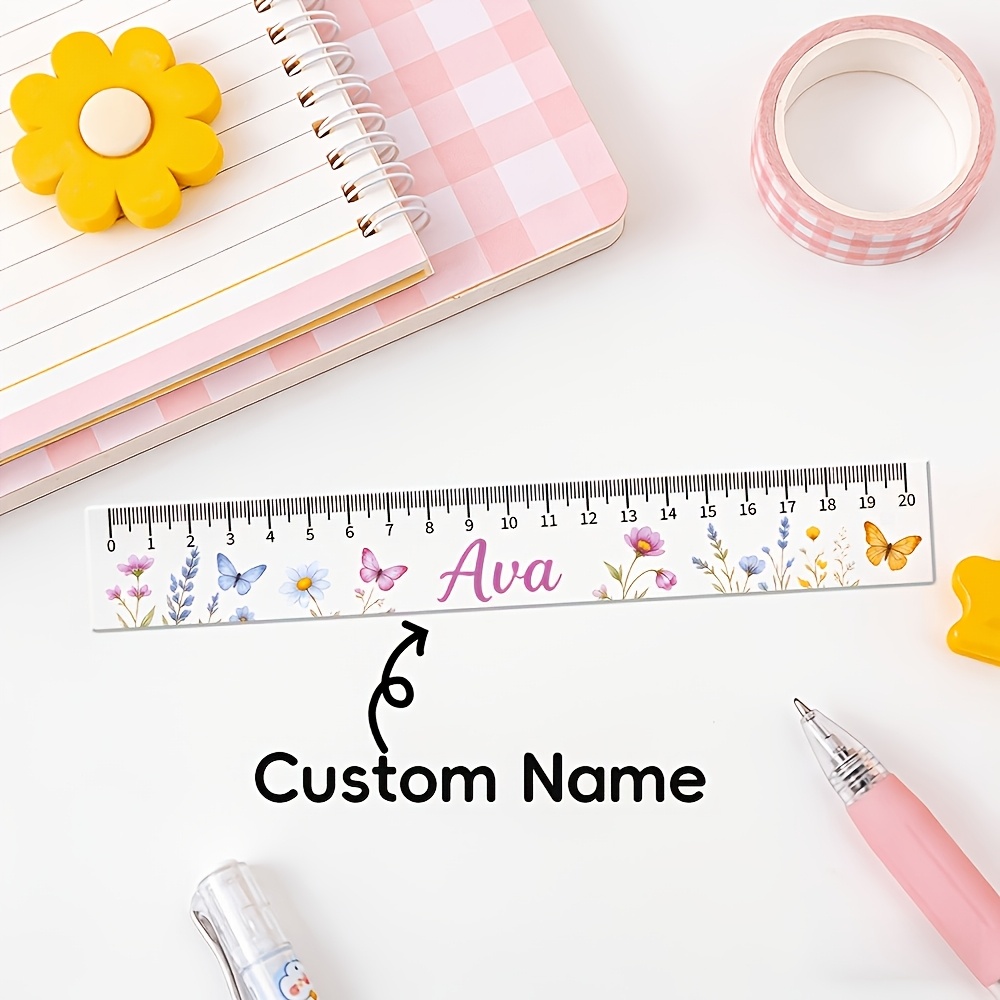 Custom Personalized Back-to-school Ruler - Options, Name And Pattern Additions - 7.87-inch Acrylic Transparent Ruler - Back-to-school Or First Day Of School Gift, Educational Supply Giveaway