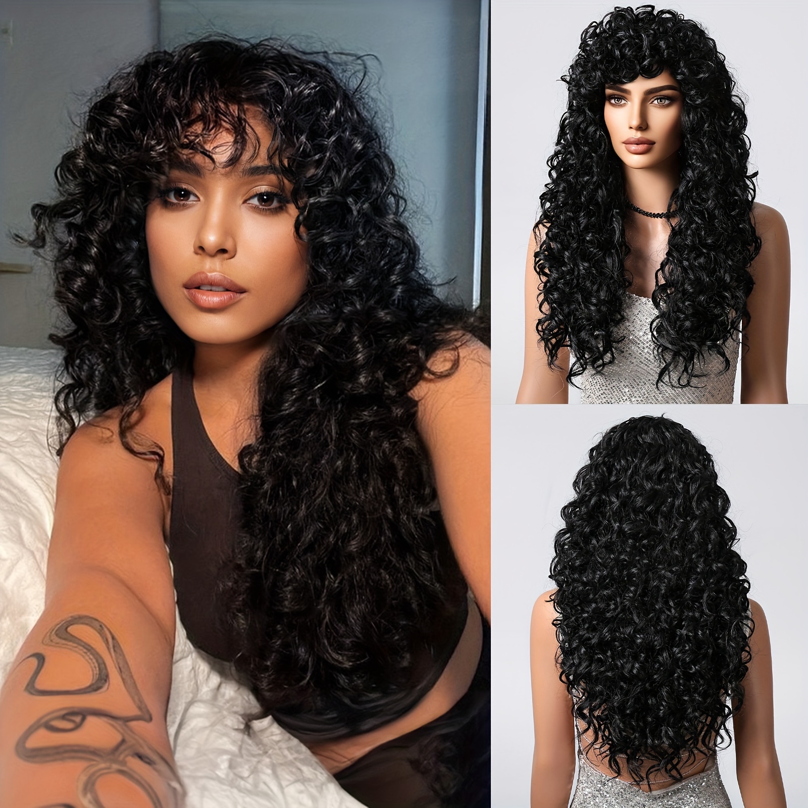 

Curly Wig For Women - Long, Kinky Synthetic In , , -density Net Cap