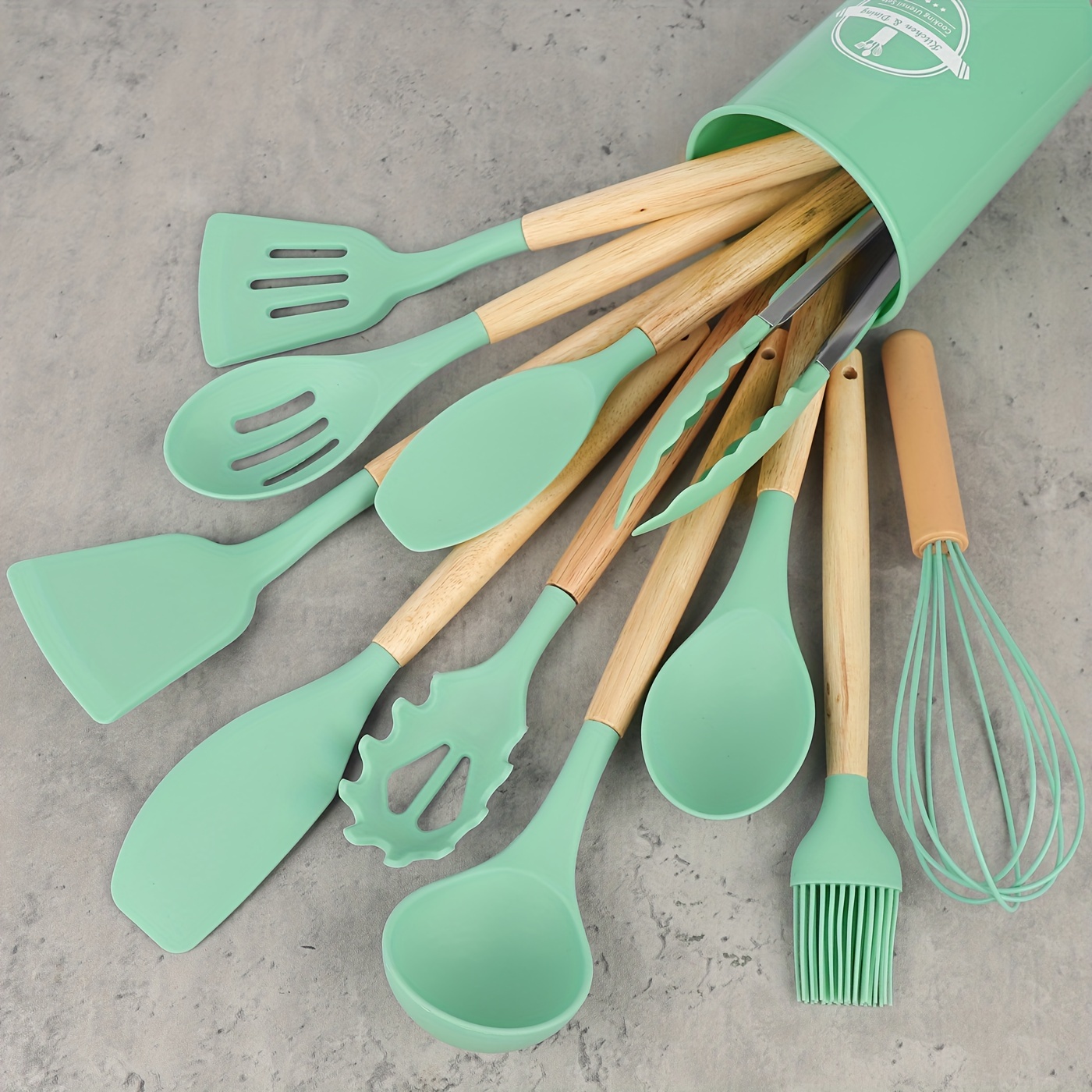 Set di Utensili da Cucina in Silicone, 5 PCS Resistente al Calore