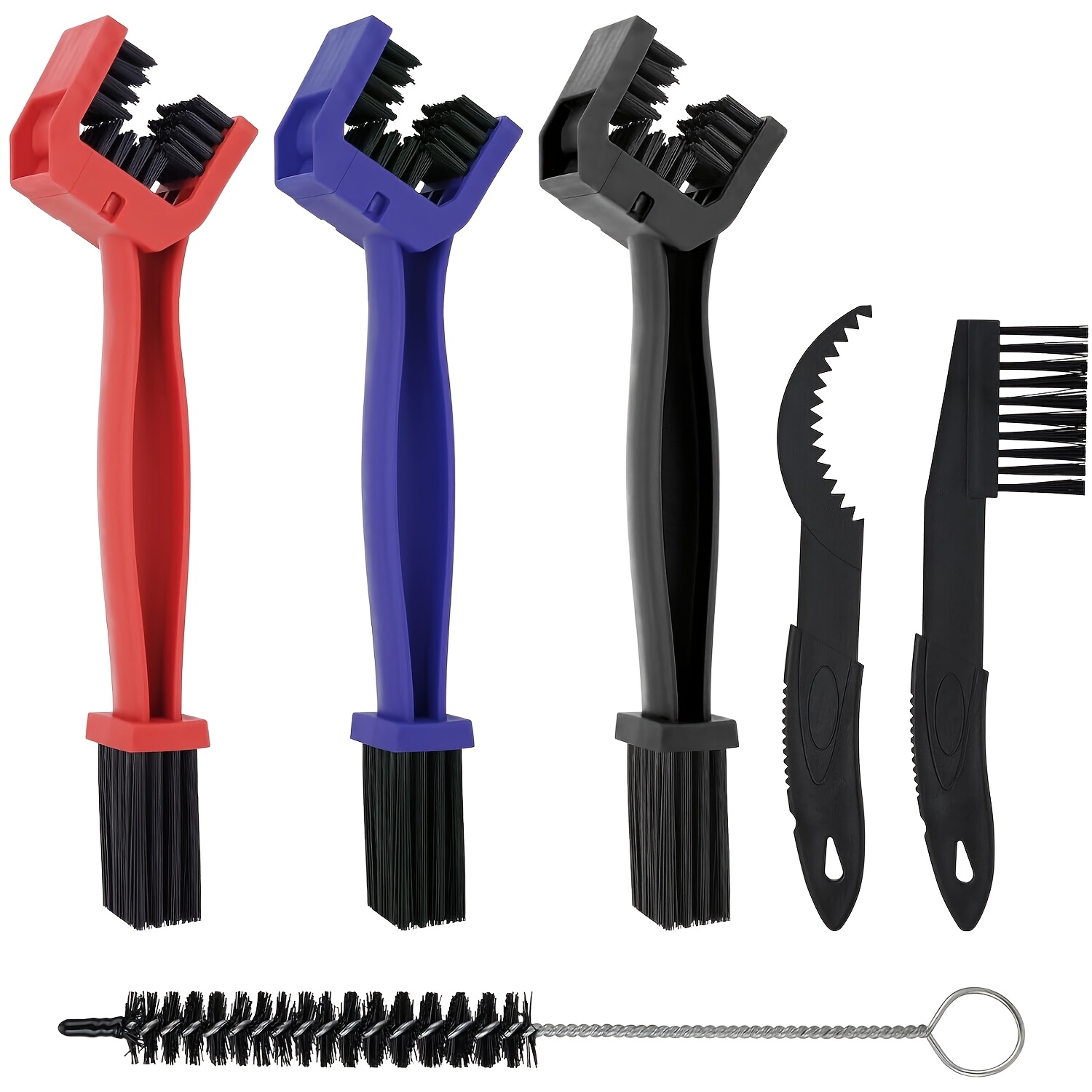 TEMU 6pcs Bicycle Chain Cleaning Tool Set, Includes 3 Cleaning Brushes And Cleaning Tools, Suitable For Mountain Bikes, Motorcycles, And Electric