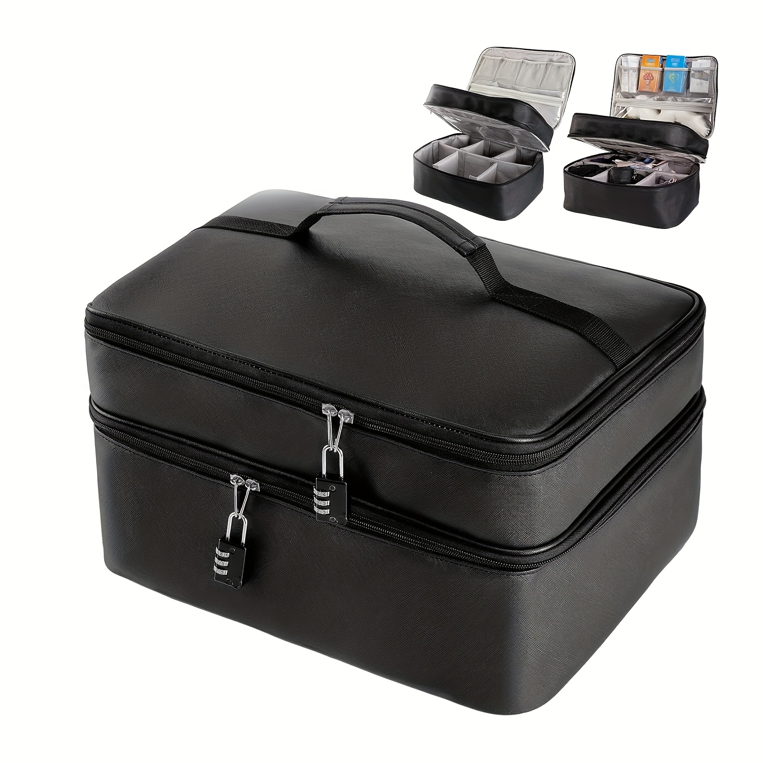 foldable adult toy storage bag with lock 2 keys soft durable polyester secret keeping design with dividers black hideout for toys accessories   accessory sturdy handle feature