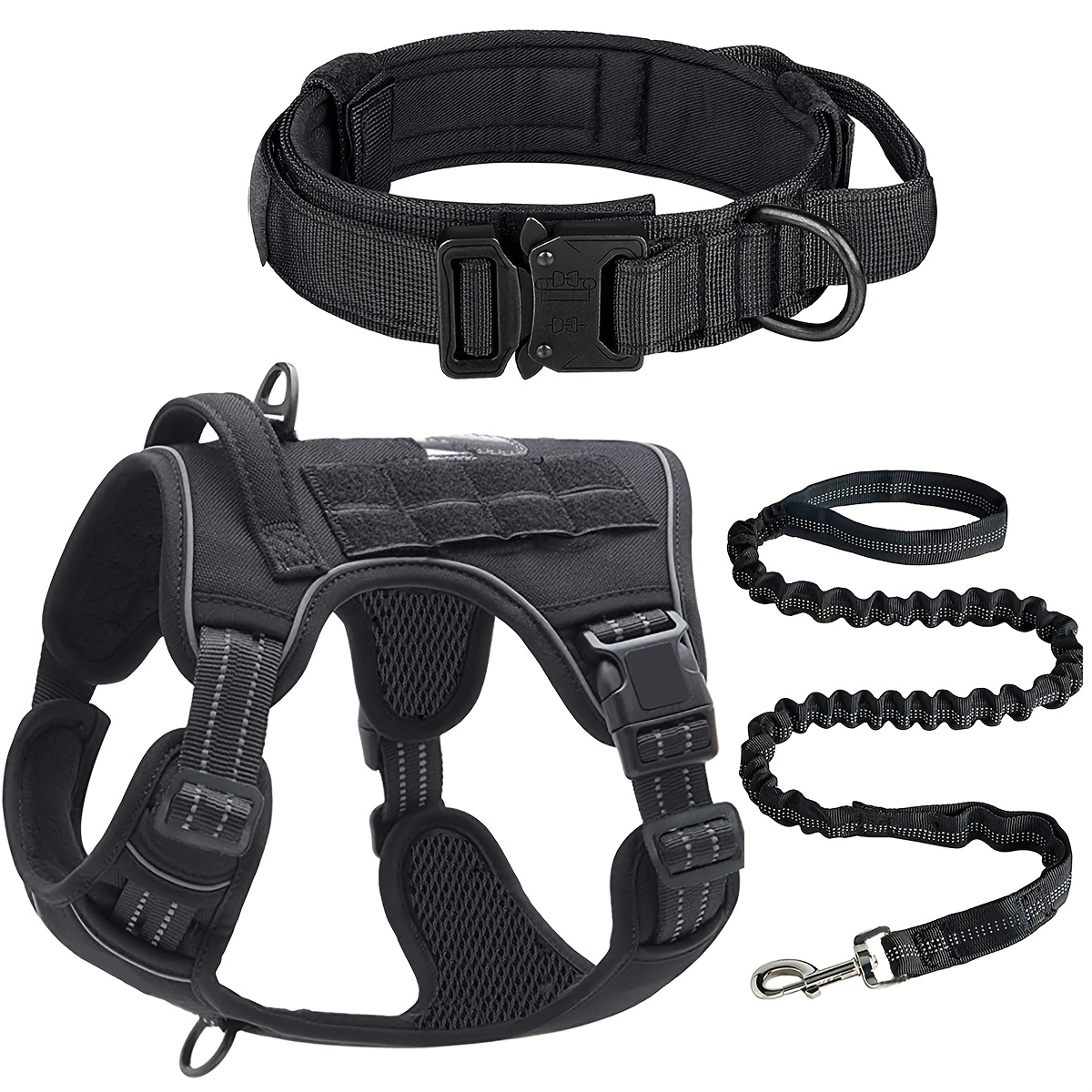 TEMU Dog Vest Harness No Pull And Metal Dog Collar With Handle Control With Bungee Dog Leash For Medium Large Dogs Walking Hiking Training
