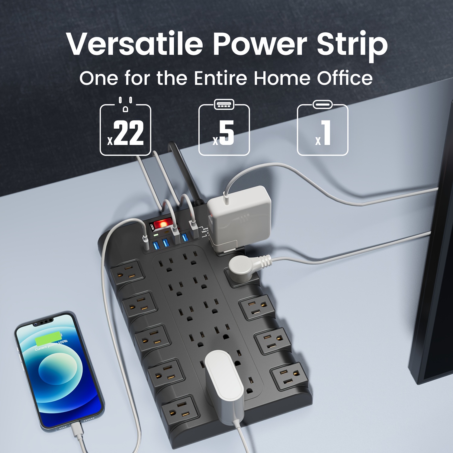 TEMU Power Strip Protector With Extension Cord With Multiple Outlets Usb Wall Plug, Multi Plug Outlet Extension Cord With Usb Ports Power Outlet