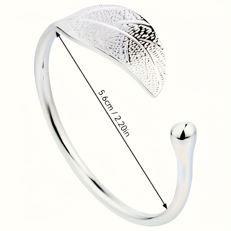 Leaf Shaped 925 Silver Bracelet for Women - Fashionable and Open