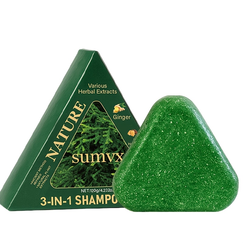 Image of 3-in-1 Shampoo Bar Contains Arborvitae And Leaves. It Cleanses The Scalp, Controls Oil, And Moisturizes, Making It Suitable For Damaged Hair. It Leaves Hair And Shinier While Protecting The Scalp.