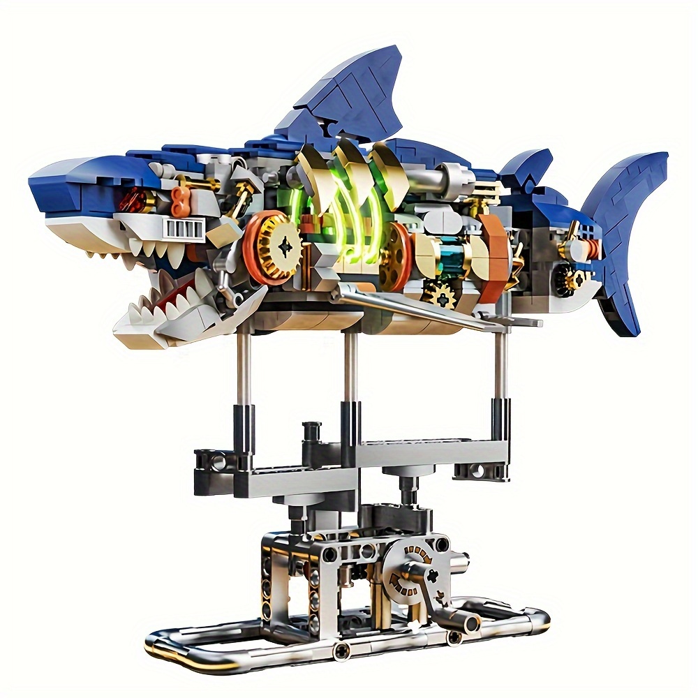 Image of Shark Assembly Building Block Set, A Decorative Item Suitable For Ocean Lovers, Life Building Set, Marine Animal Building Blocks Stand