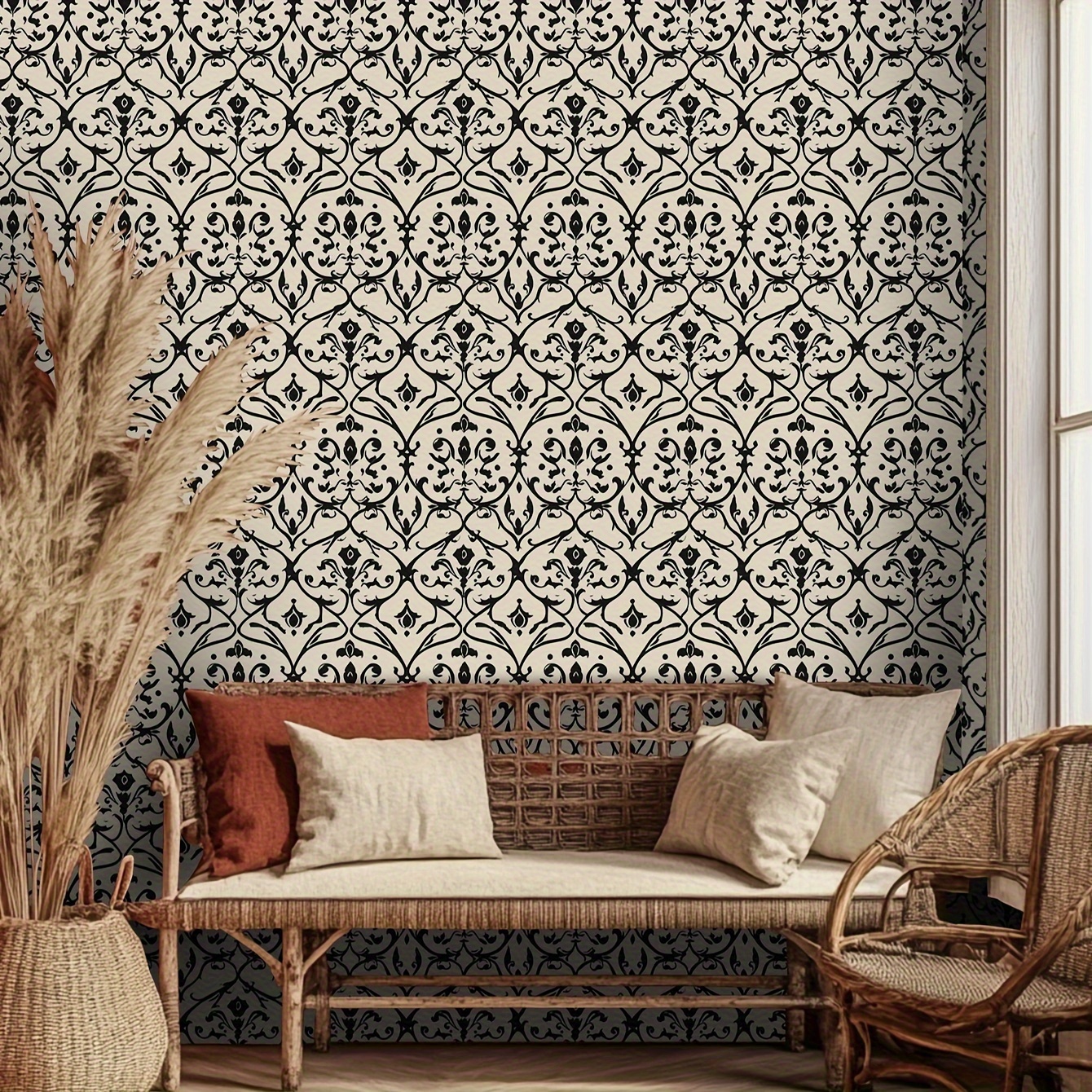 1 Rolle Gothic-Stil Selbstklebende Tapete, Französischer Stil Religiöse *  Muster Wasserdicht Abziehbarer Wandsticker * für Schlafzimmer Wohnzimmer ..., image size:1340x1340