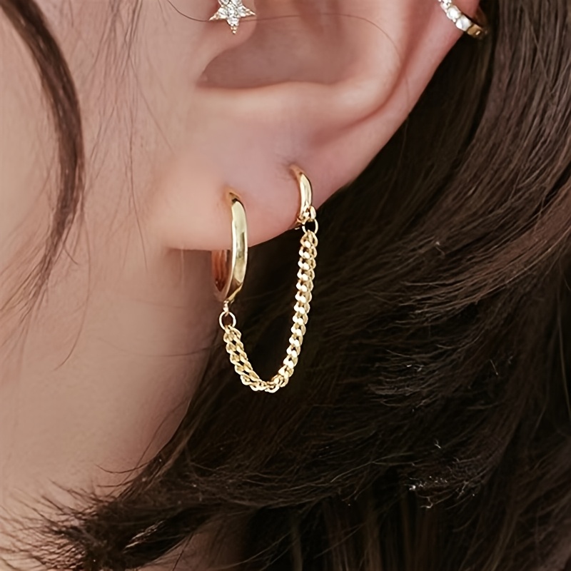 Trendy Minimalist Women's Earrings With A , Popular Double Piercing