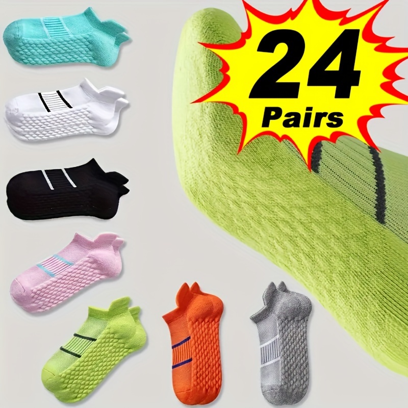 

6/12/24 Pairs Striped Athletic Socks, Comfy & Breathable Unisex Ankle Socks, Women's Stockings & Hosiery
