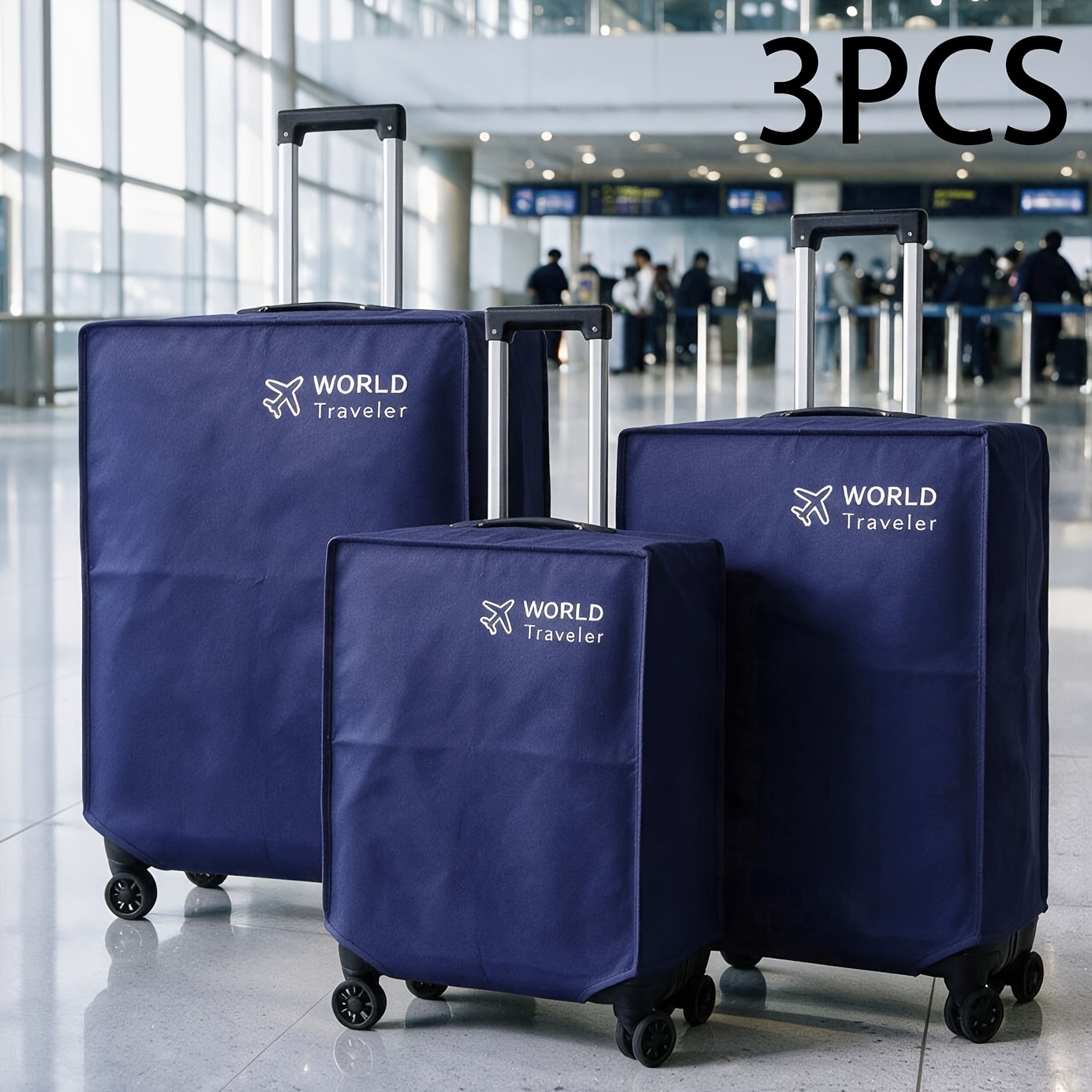 TEMU 3pcs Luggage Protector Cover Set, Fits 20/24/28 Inch Suitcases (50.8/60.96/71.12cm), Soft Breathable Fabric, Closure, Travel And , 3 Sizes,