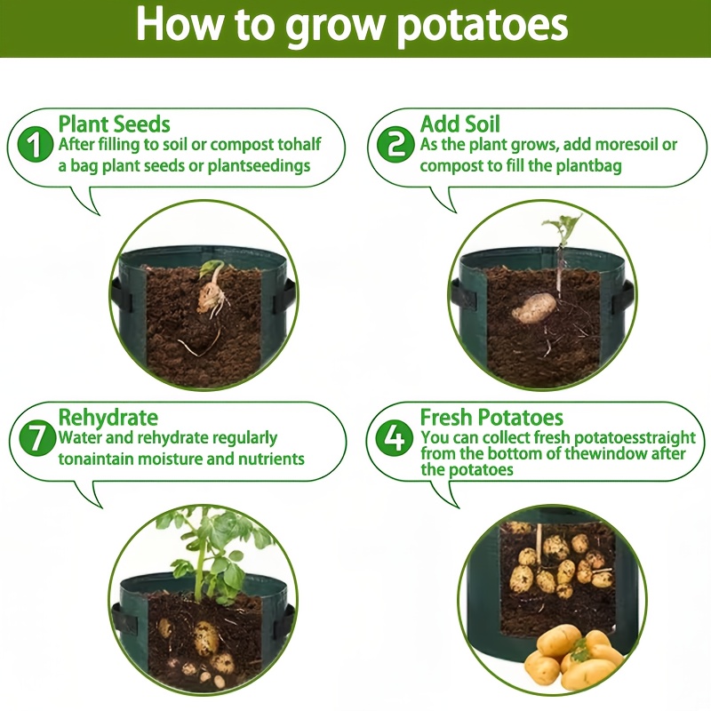 5 pack potato grow bags potato bags for planting potatoes 10 gallon 7 gallon and 5 gallon sizes outdoor pots with handles pots for planting potatoes sweet potato seeds vegetable garden grow kits outdoor plant pots Product details 1