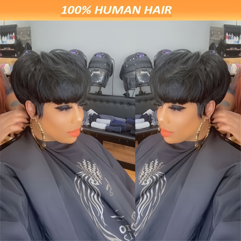TEMU Cut Wig Short Straight Human Hair Wigs For Women Full Machine Made Wig
