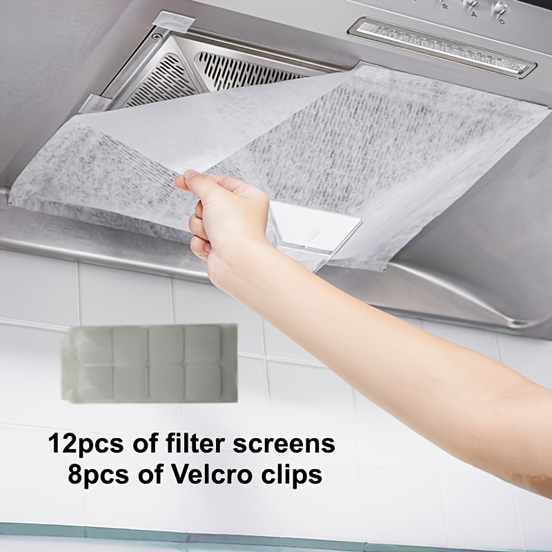 TEMU Self-adhesive Range Hood Filter Net 20pcs Set (12pcs Filters And 8pcs ), No-wash With, Home Kitchen Universal Oil Smoke Filtration Absorbent