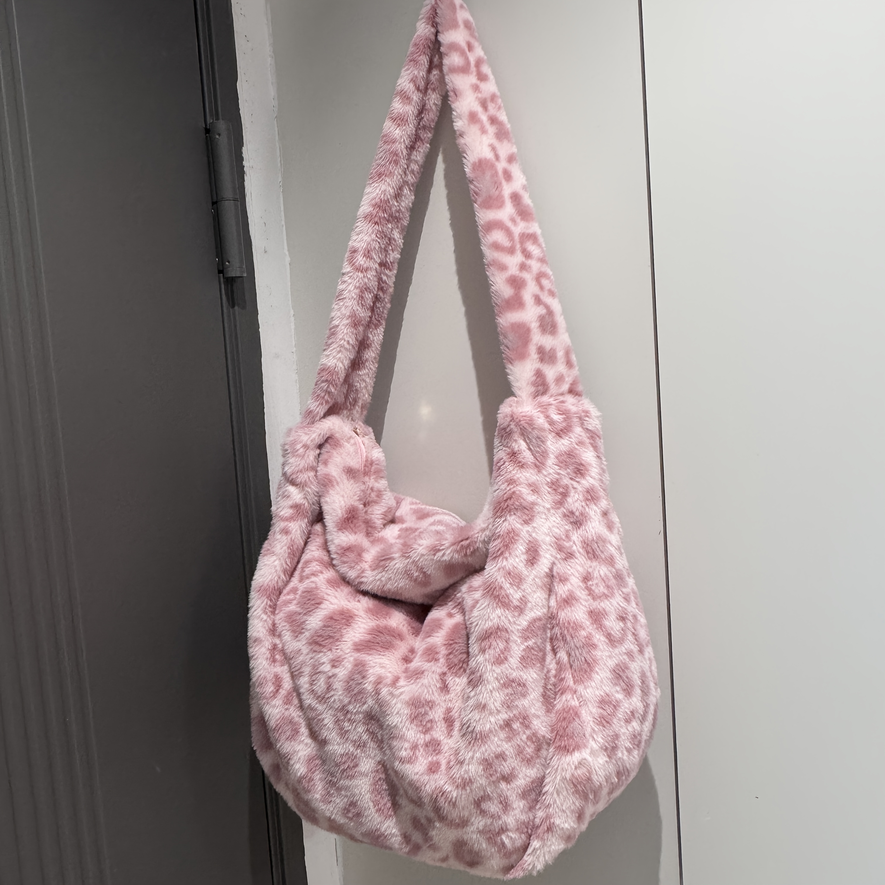 TEMU Bolso Tote para Mujer - Estampado de Leopardo, Gran Capacidad, Bolso Cruzado Elegante, Bolso de Fácil y Casual, Bolso Tote de Felpa , Adecuado