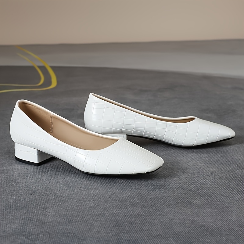 Women's Lightweight Chunky Low Heel Dress Pumps Elegant Square Toe  Slip-On Shoes with Cover Upper Rubber Sole Versatile for Casua