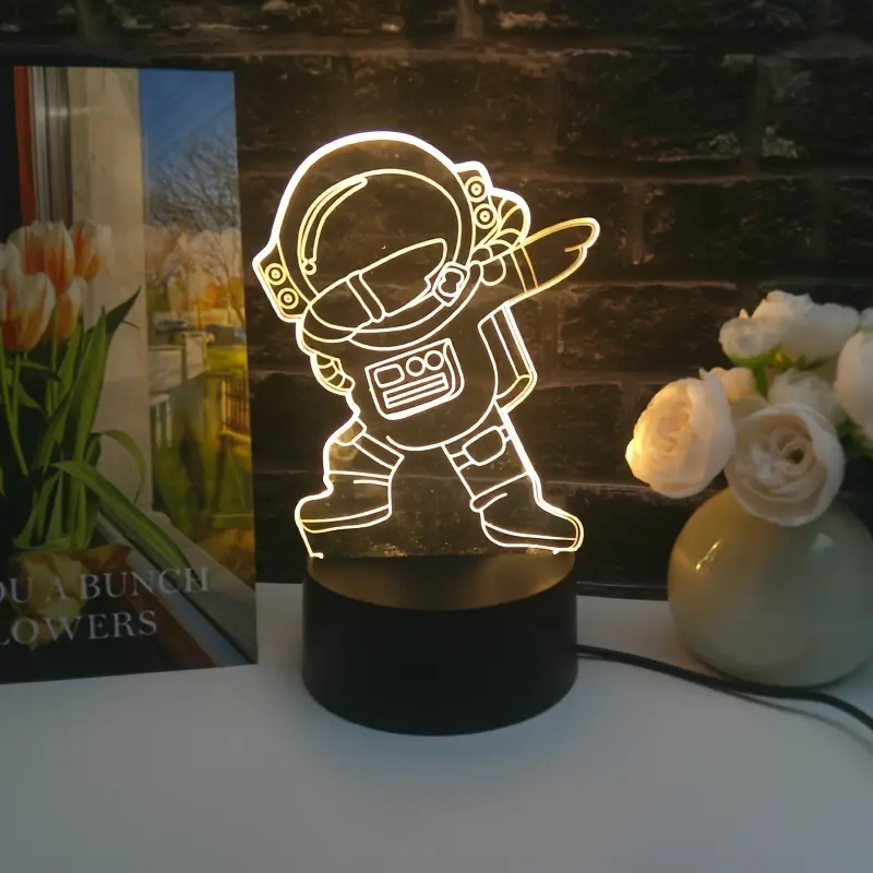 1pc cartoon astronaut led night light indoor lamp with integrated electronics motherboard non battery operated powered via included cable ideal for home decor and s bedroom Product details 1