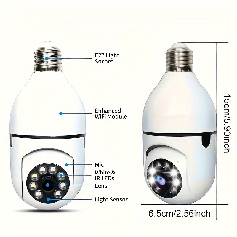 1pc light bulb security camera with e27 connector home wifi security camera 360 degree pan tilt panoramic surveillance camera two way audio wifi camera ip camera indoor outdoor security camera 2 4g without sd card details 4