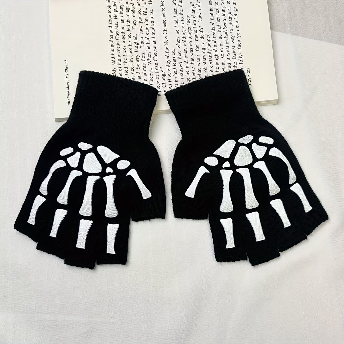 E-shop Neue Herren- Damen-Herbst-Winter-Warmfahrrad-Krallenstrick-Halbfinger-Kälteschutz-Schwarze Handschuhe