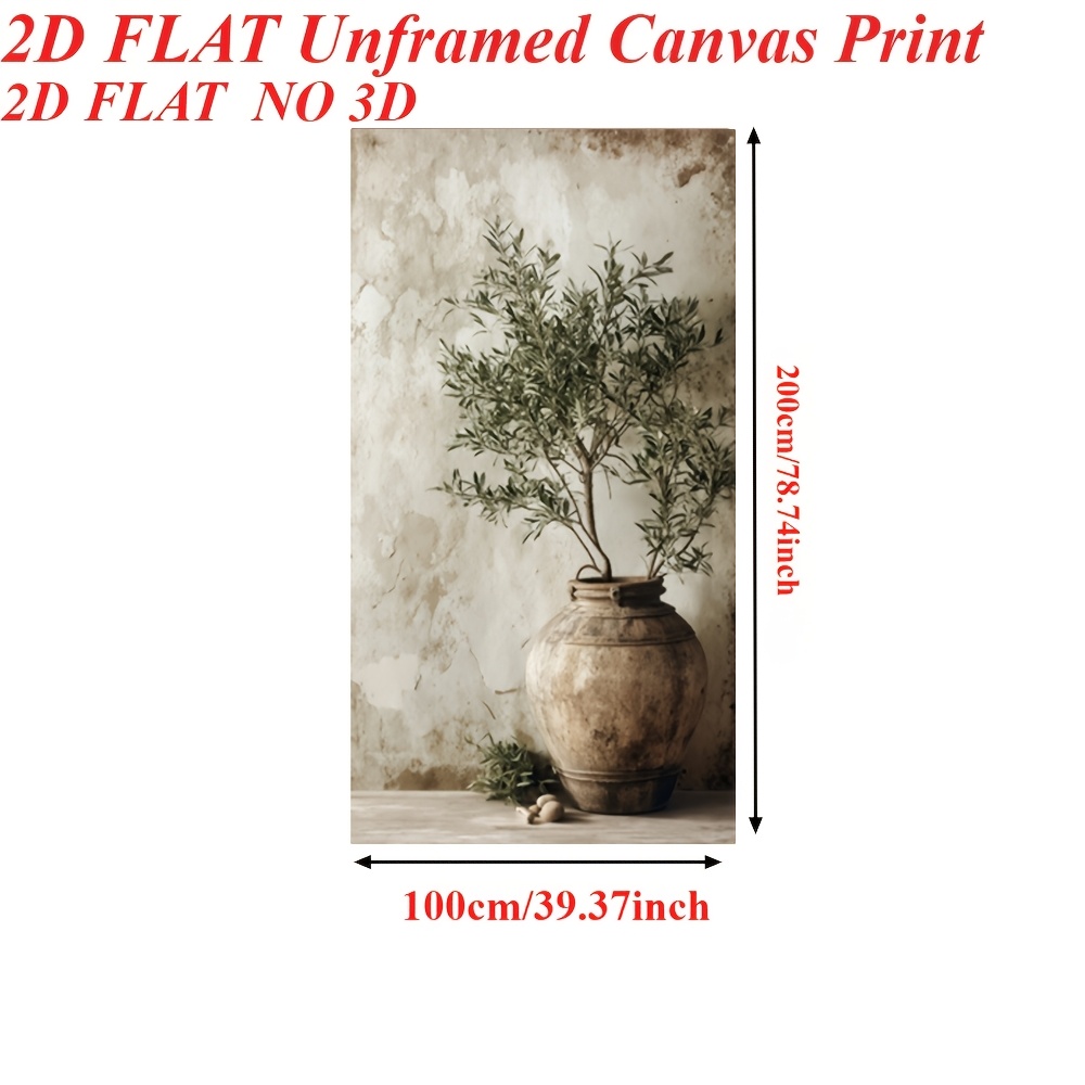 TEMU 2d Flat, 1pc Large Olive Tree Wall Art - Oversized Frameless Canvas Painting Suitable For Living Room, Bedroom, Home Office Decor, Minimalist