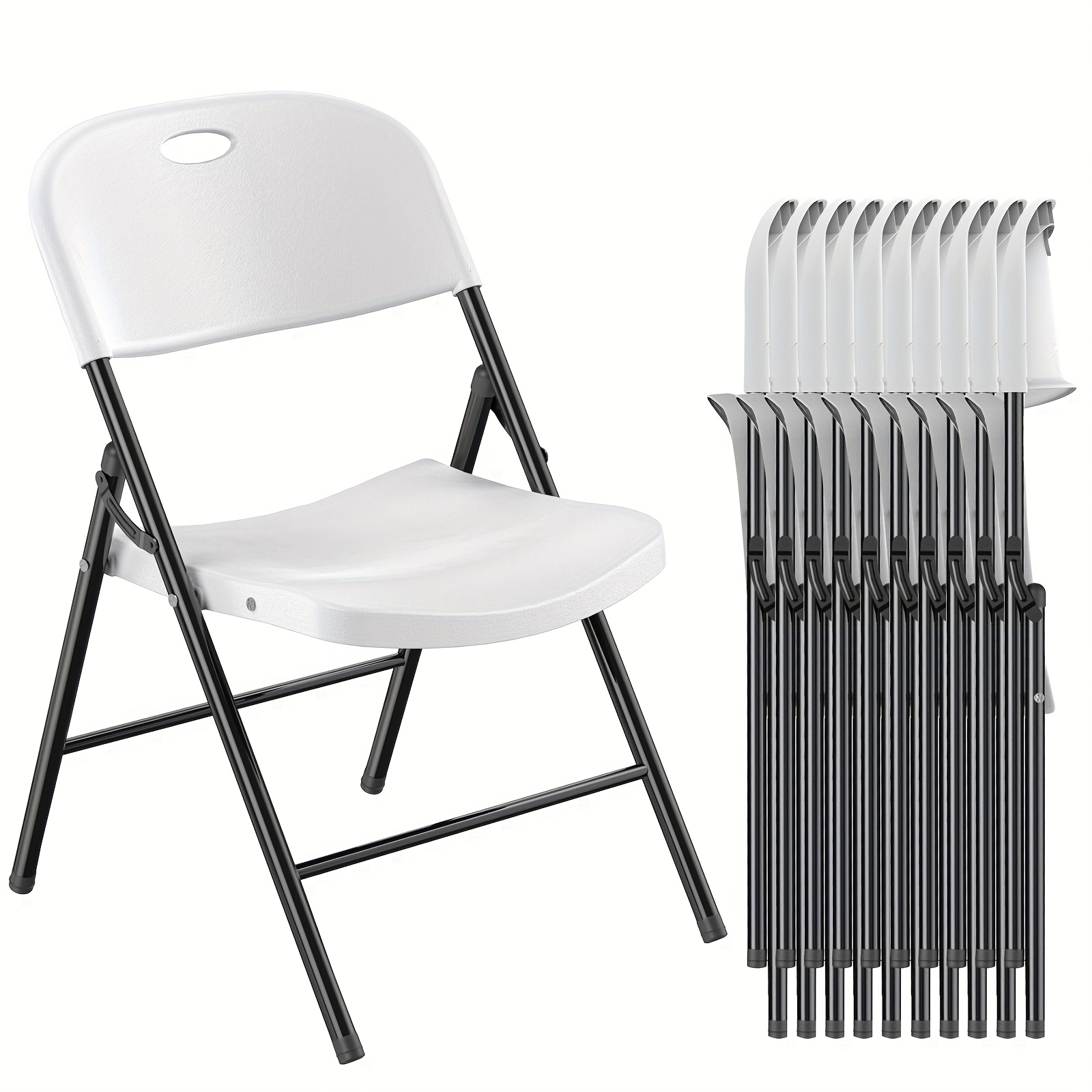 TEMU Set Of 4, 6, 8, 10 Reinforced Folding Chairs, Suits For Indoor And Outdoor Events, Parties, Dinners