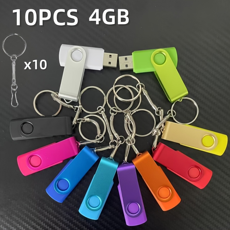 Image of 10pcs Colorful Metal Rotatable 128mb/4gb/8gb/16gb High Speed Usb Flash Drive Real Capacity Pendrive Free Key Chain Usb Stick Portable External Storage U Disk Business Gift