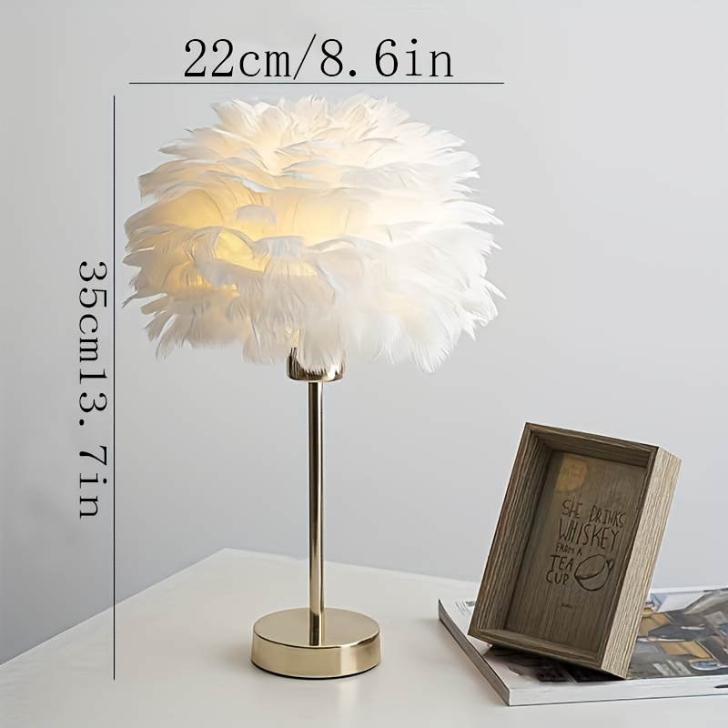 white fluffy table lamp modern bedside night light suitable for bedroom wedding decoration gift and ambient lighting 2