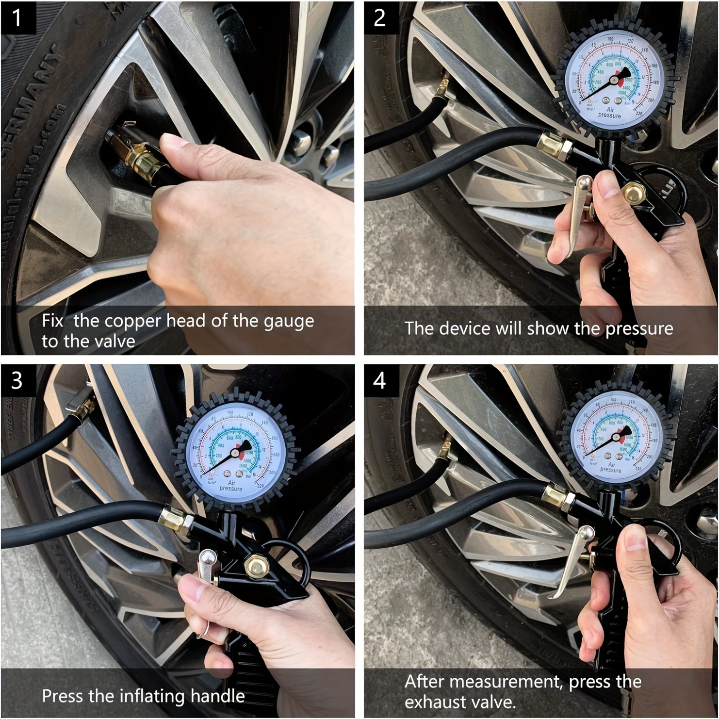 Digital Tire Inflator With Pressure Gauge 220 Psi Multi Function Air