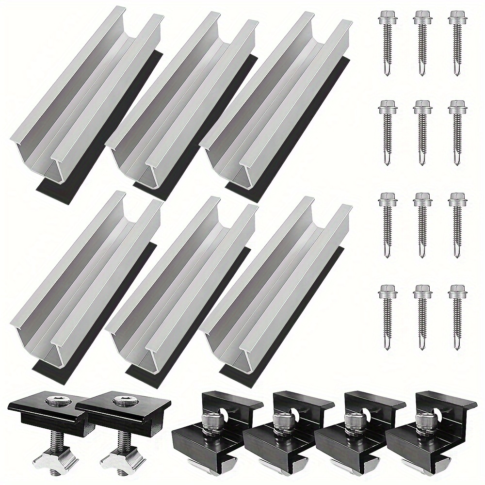 

Topdirect Solar Panel Mounting Kit: 12-piece Aluminum Rail System With 6x200mm Rails, 4x30mm/35mm End Clamps, 2x30mm/35mm Mid Clamps, And Installation Accessories (m8 Screws & Rubber Gaskets)