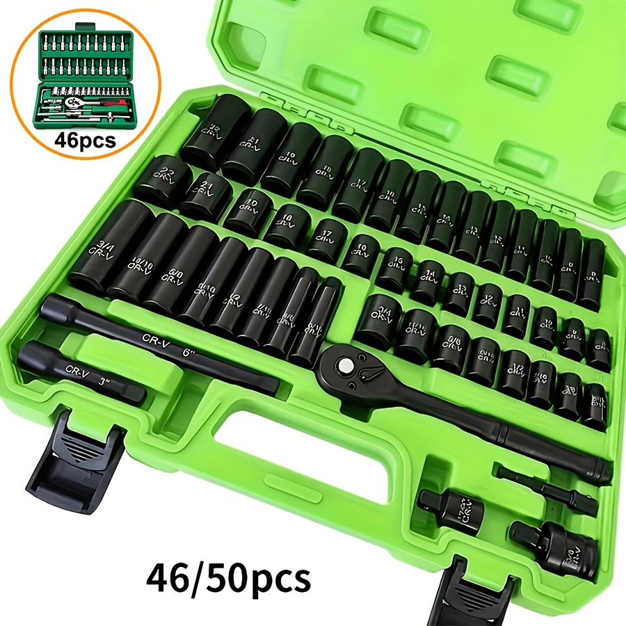 46 50pcs advanced car repair tool set bicycle and motorcycle repair tool set compact and portable multifunctional solution including ratchet wrench and   sockets suitable for industrial and home repairs enthusiasts