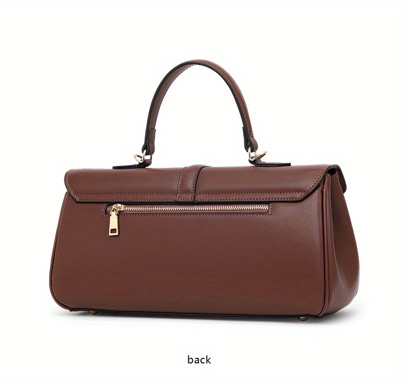 Women's Elegant Large Capacity Handbag - Sophisticated Convertible Clutch, with Golden-Tone Hardware, Zipper Closure, Structured design - Formal & Everyday Use - Available in Deep Brown/Black - Luxury Leather-like Women's Purse