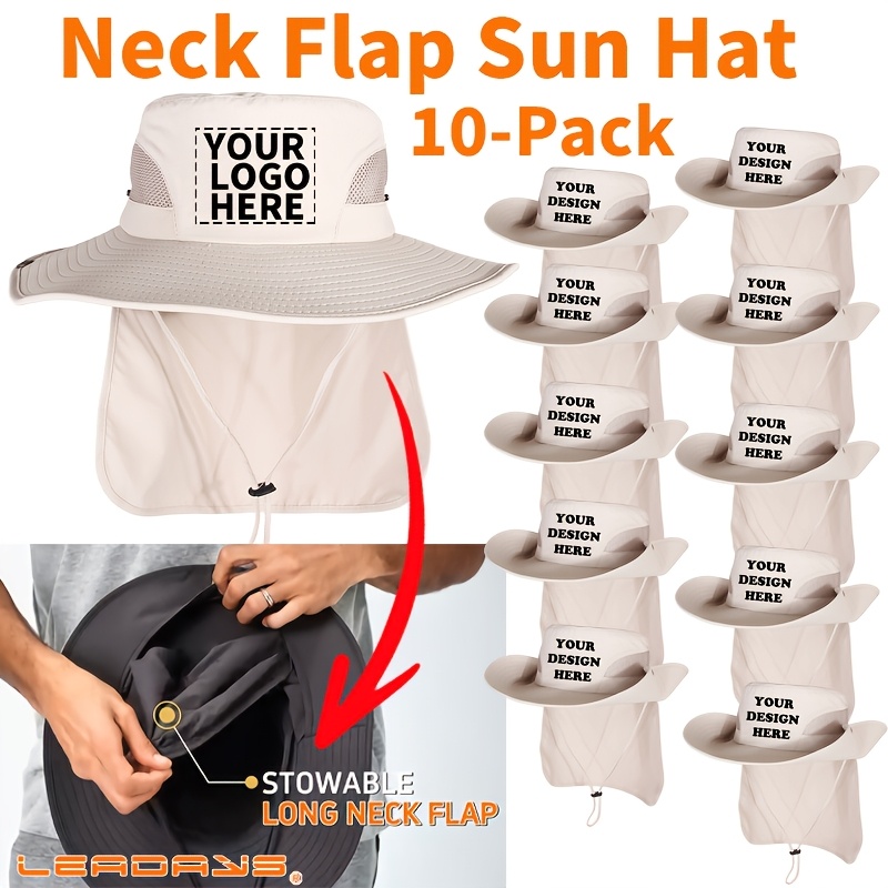 10-Pack Customizable Sun Hats with Logo and Text