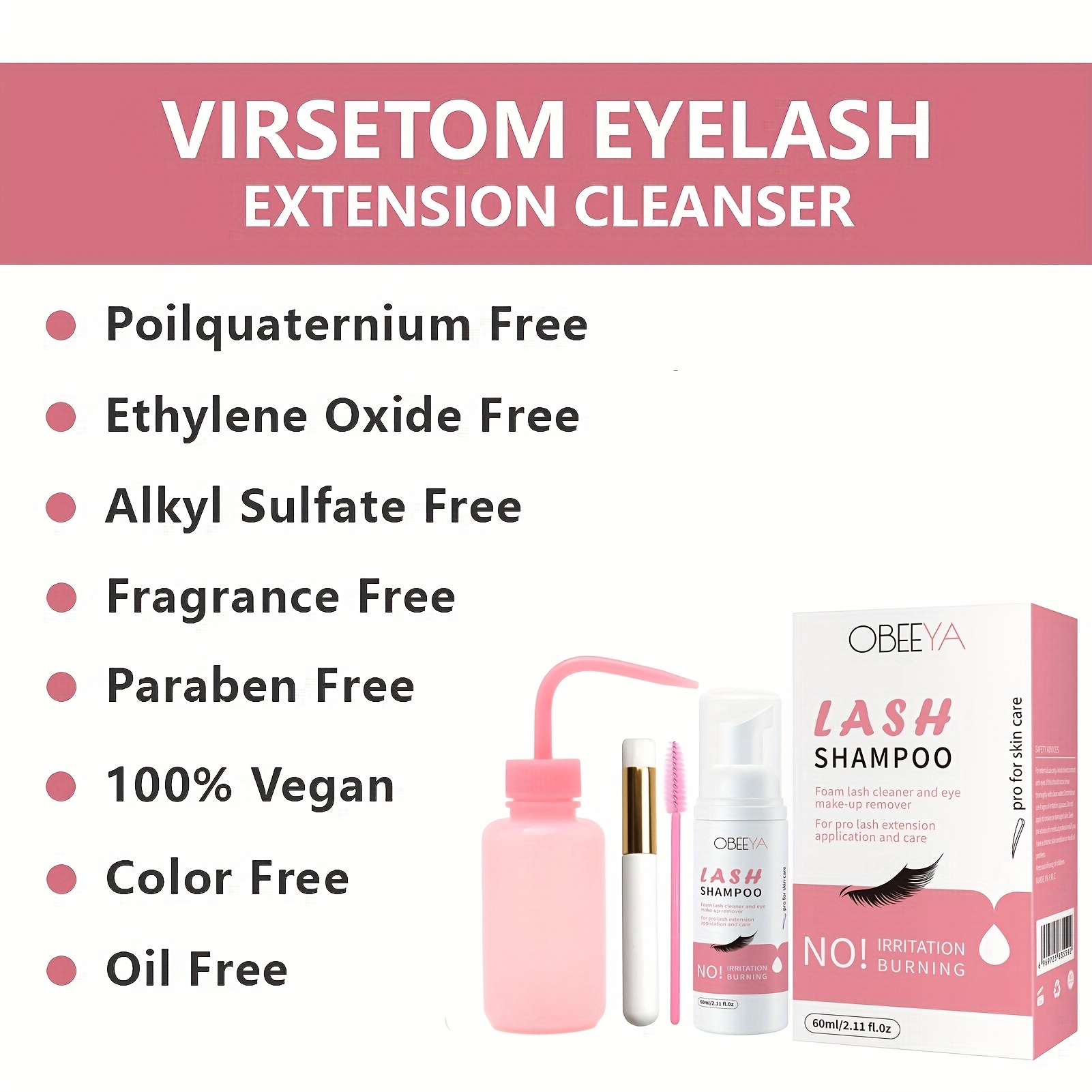 eyelash cleanser shampoo foam rinse bottle brushes eyelid cleanser for makeup remover paraben sulfate free for salon and home use details 4