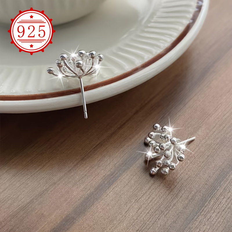 925 Silver Dandelion Fireworks Ear Studs Pair Pack