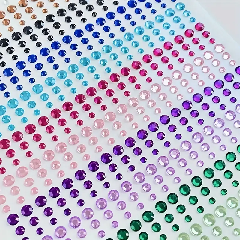 1 sheet 900pcs face gems 15 colors 3d acrylic diamond stickers self stickers sheets embellishments for christmas crafts body nail makeup details 3
