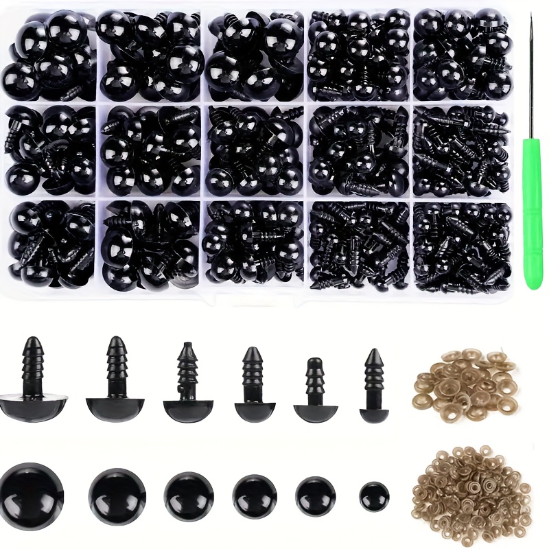 Image of 700pcs Black Safety Eye Making Set With Gaskets, Handmade Additions, Sizes, Hand Sewing Supplies, Suitable For Amateurs And Professionals