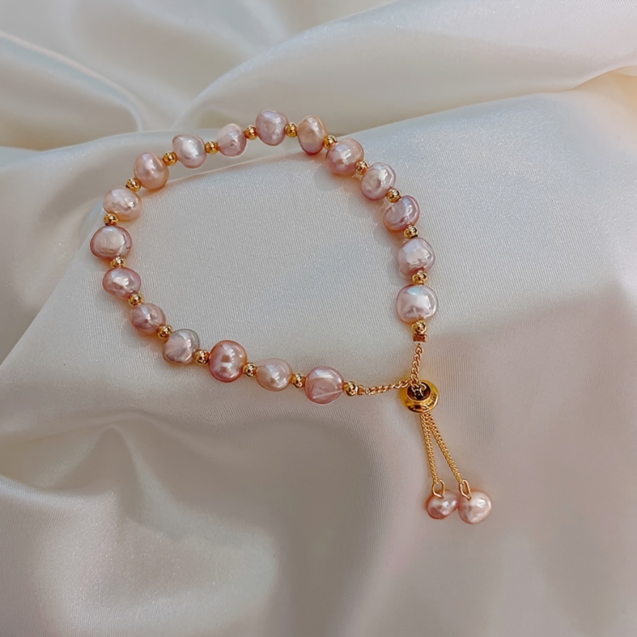 TEMU 1pc Retro Baroque Irregular Pearl Bracelet Women's Ins Niche Design High-end Versatile Beaded Bracelet Best Friend Bracelet