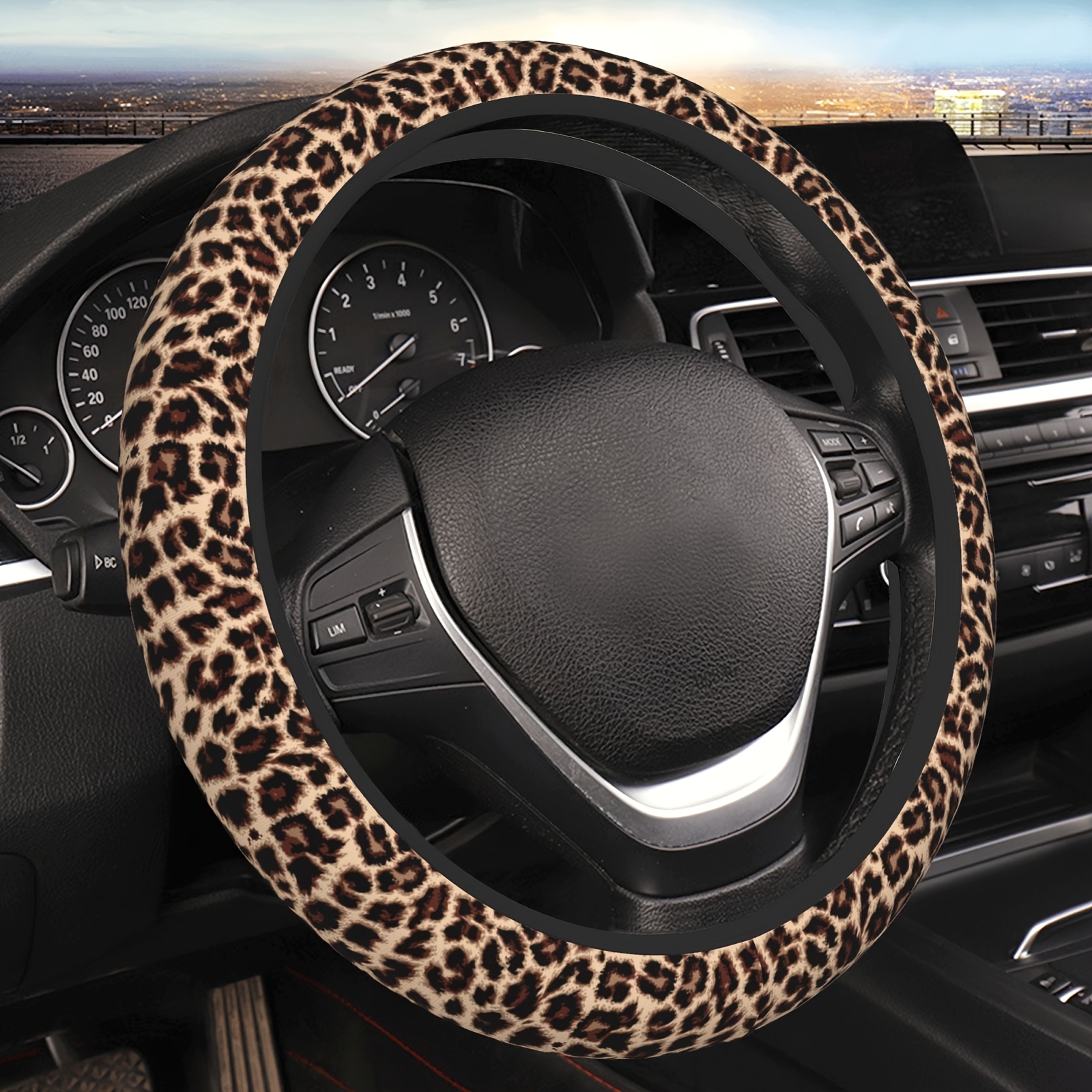 

Yellow Leopard Print Steering Wheel Cover - , , Anti-aging Design For Car Interior, Universal, Aesthetic