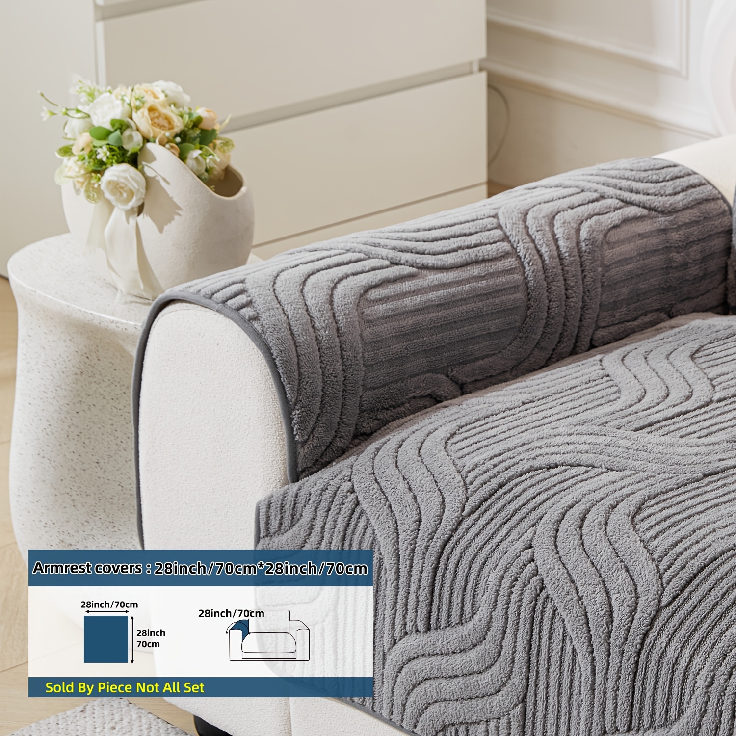 TEMU 1pc Wavy Texture Quilting Texture Sofa Cushion, Featuring Wavy 3d Quilting Design, Fabric Presents Delicate Texture, Style Easy And Premium,
