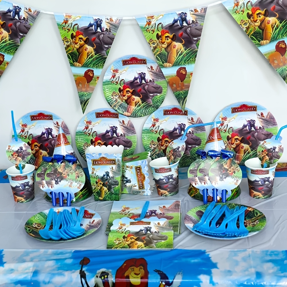 Lion King 10th Birthday Party Supplies Set 129pcs, Cartoon Themed  Tableware, Decorations, Invitations, Plates, Cups, Straws, Napkins, and  Party Hats
