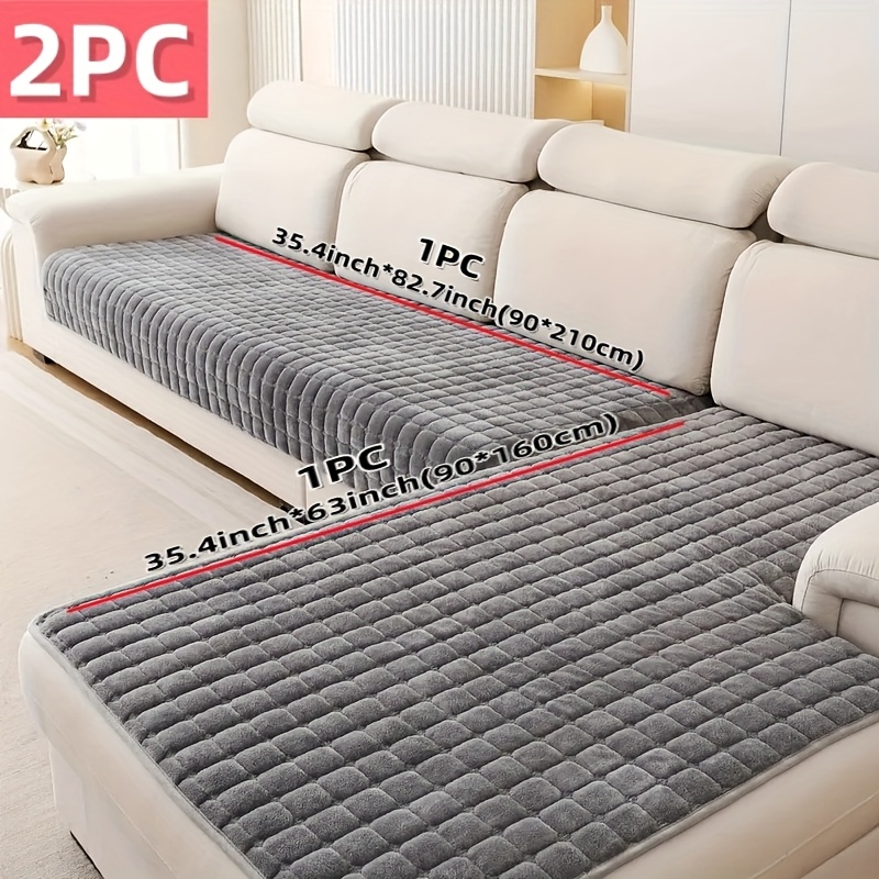 2pcs Solid L-shaped Sofa Cushion Set With Non-slip Design On The Back, Suitable For Bedroom, Office, Living Room Home, Pet-friendly, High-quality Sofa